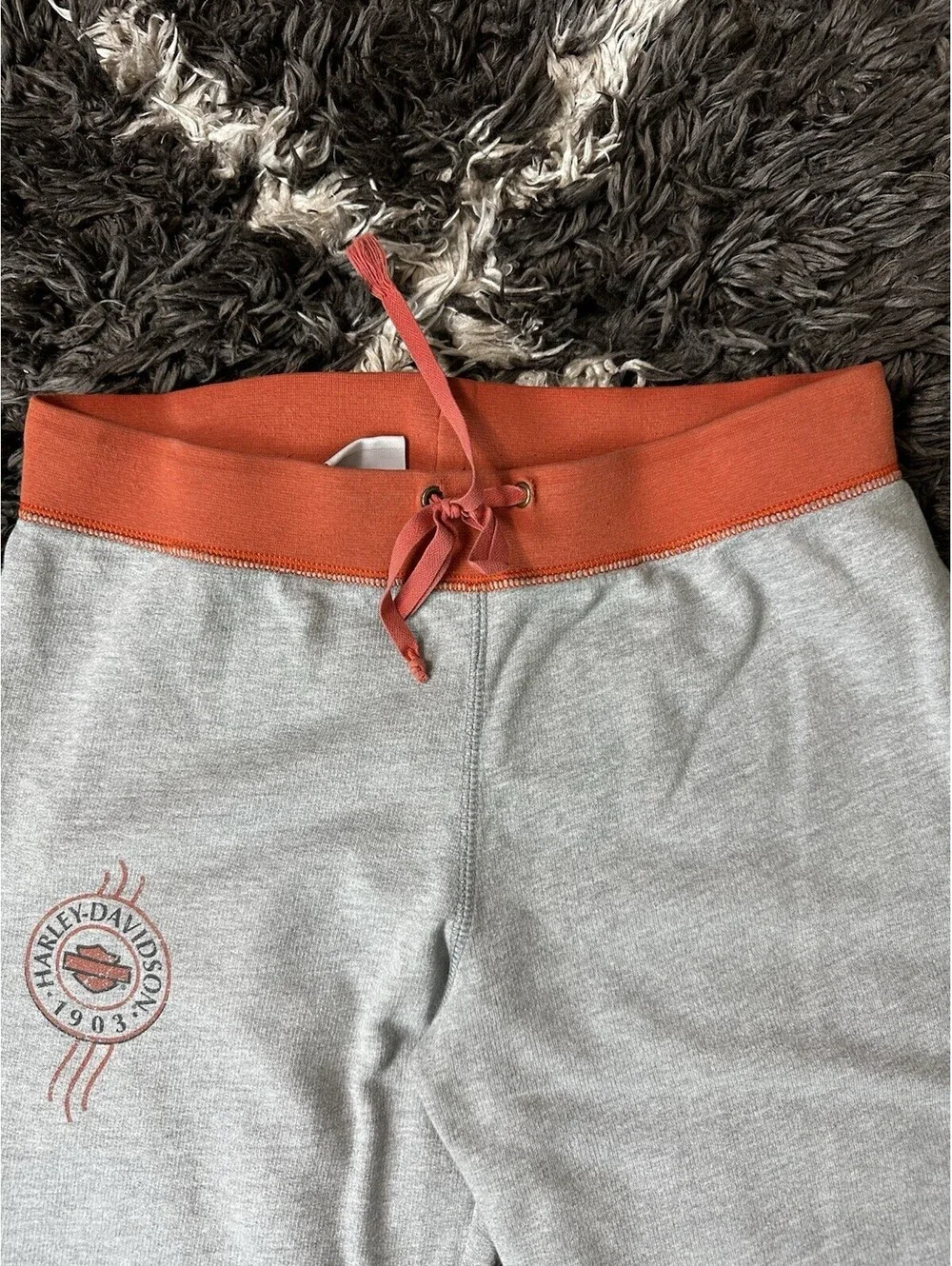 Vintage Harley Davidson Sweatpants Mens Medium Grey Fleece Joggers Lounge Pants